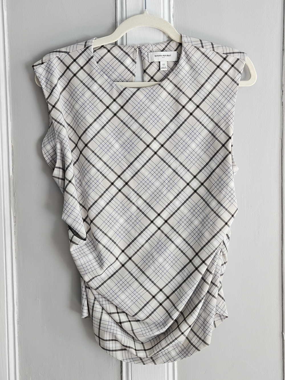 Banana Republic Plaid Sleeveless Drape Top Sz 12